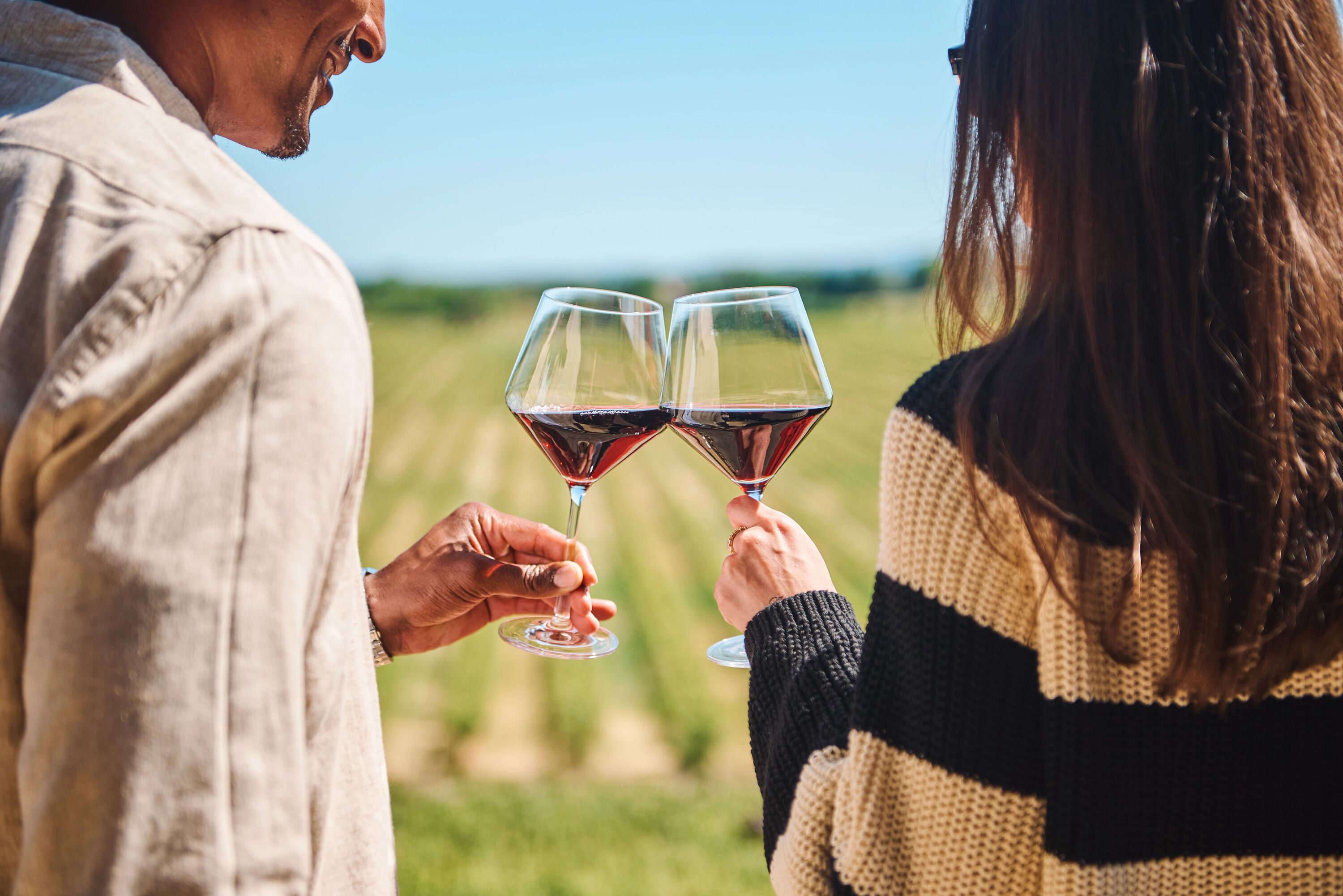 Two friends enjoying wine at the La Crema estate